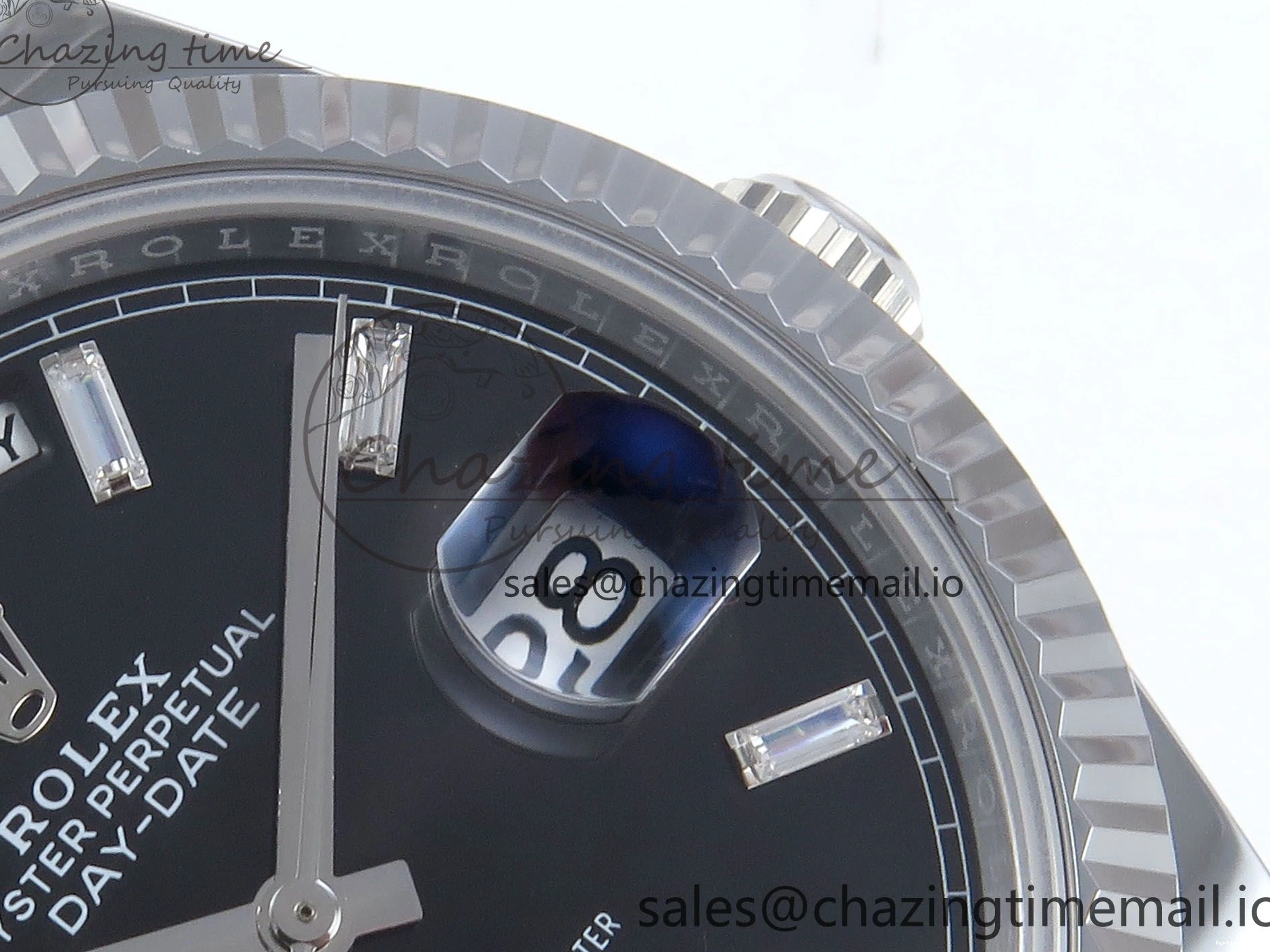 0123 OnTrend Day Date 40 SS 228239 Noob 1:1 Best Edition Black Crystal Dial on President Bracelet A2836 (Gain Weight) 807